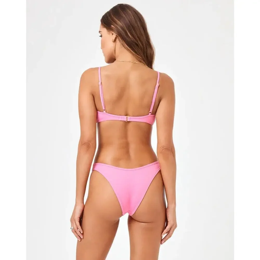 L*Space Helena Underwire Bikini Top Guava Pink - Size Small, NEW With Tags!